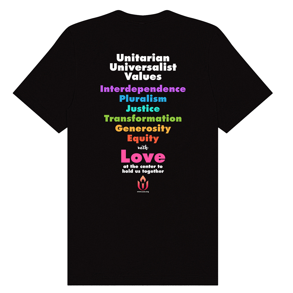 UUA Values (Rainbow) - Unisex Tee - Black