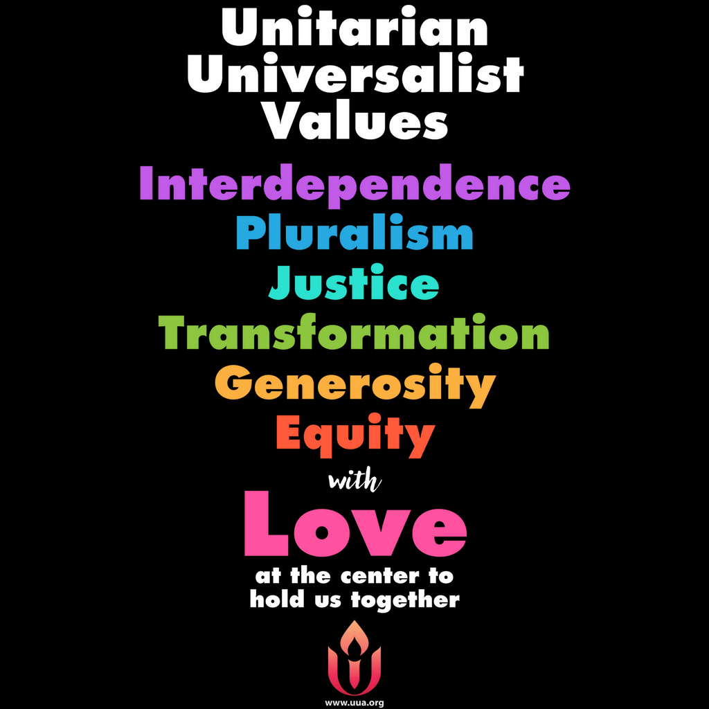 UUA Values (Rainbow) - Unisex Tee - Black
