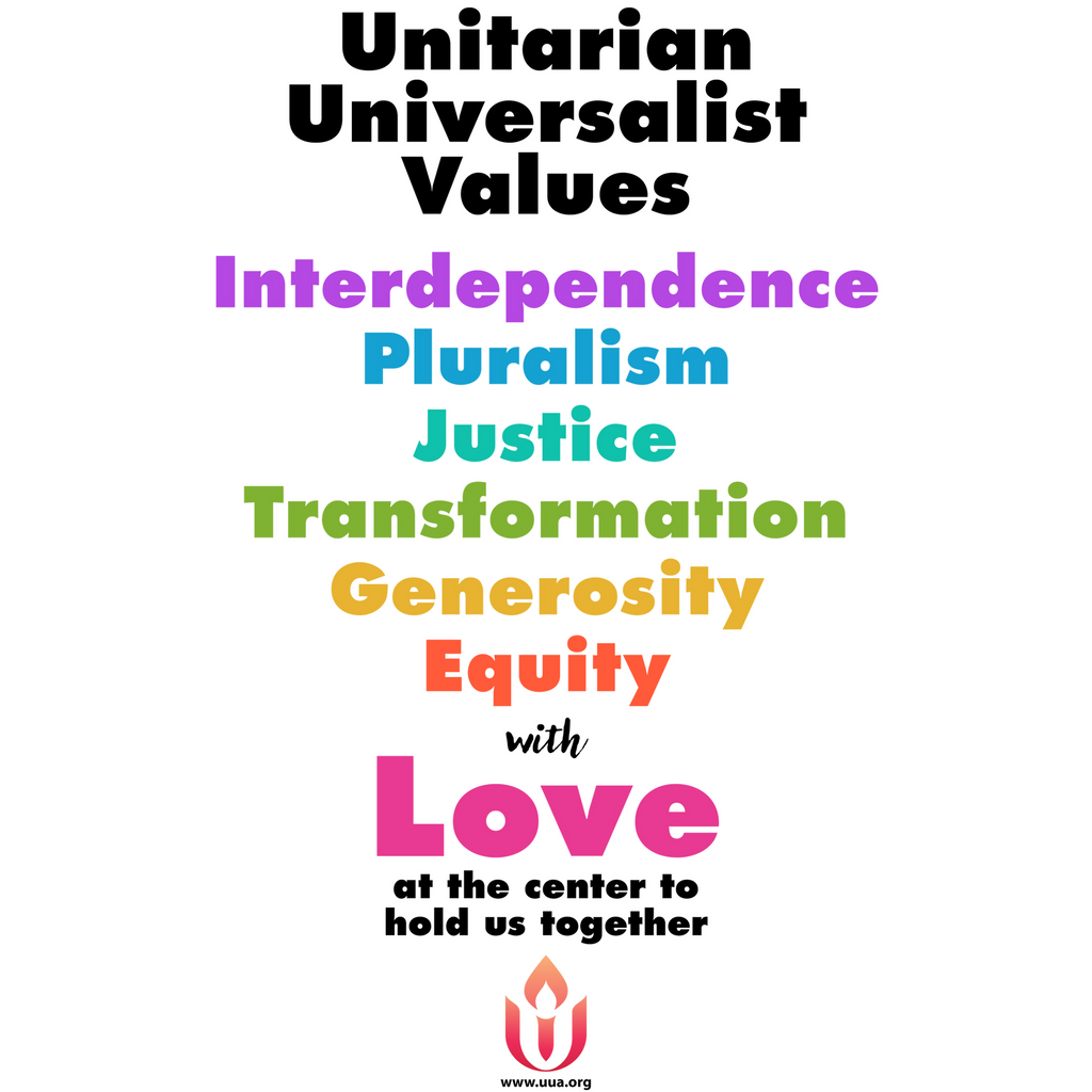 UUA Values (Rainbow) - Unisex Tee - White