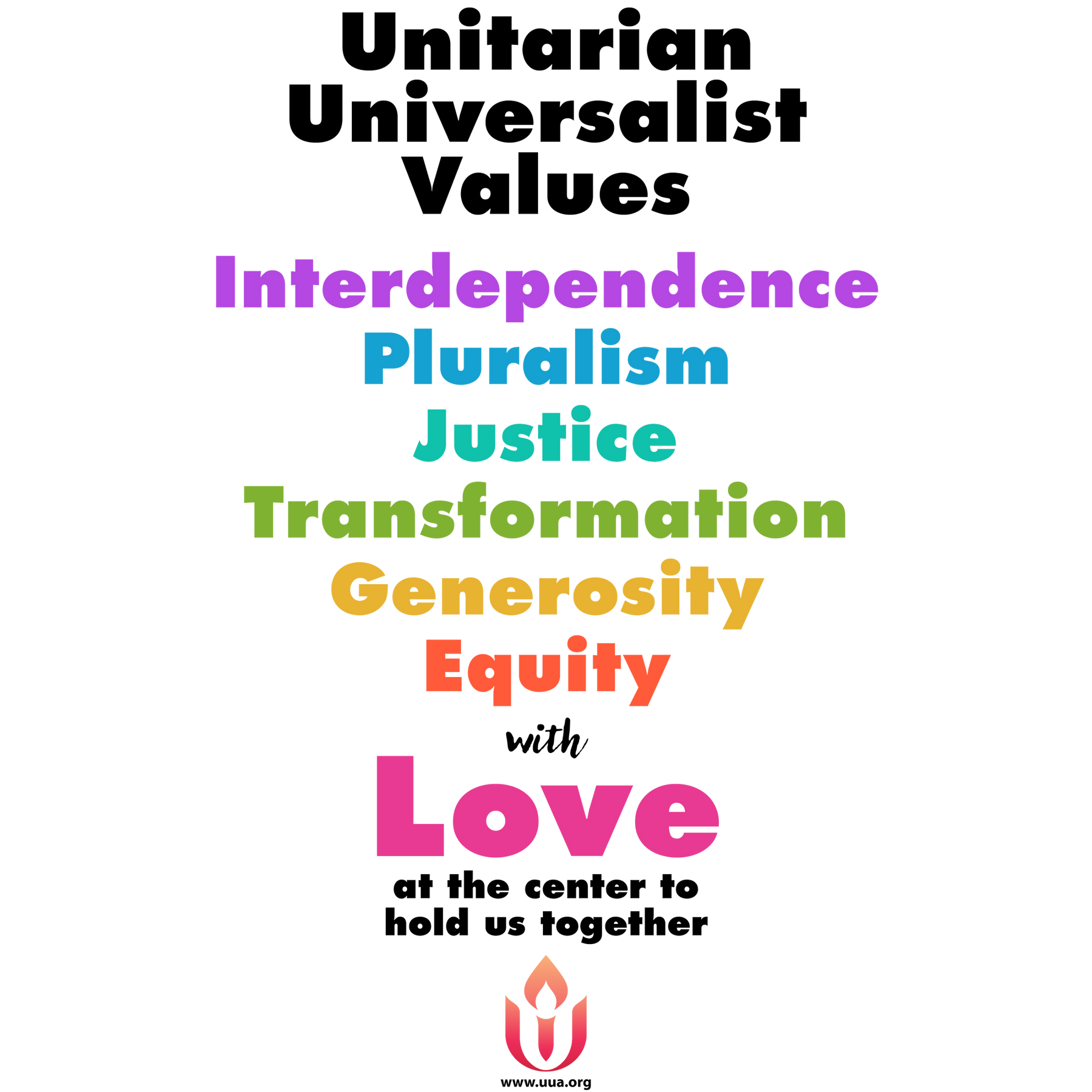 UUA Values (Rainbow) - Unisex Tee - White